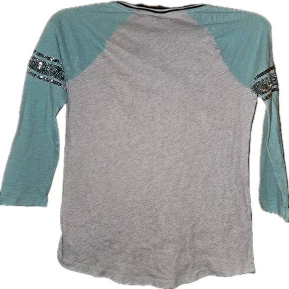 PINK Victoria's Secret Kids Raglan Sleeve Shirt - Gray and Blue - Picture 3 of 9